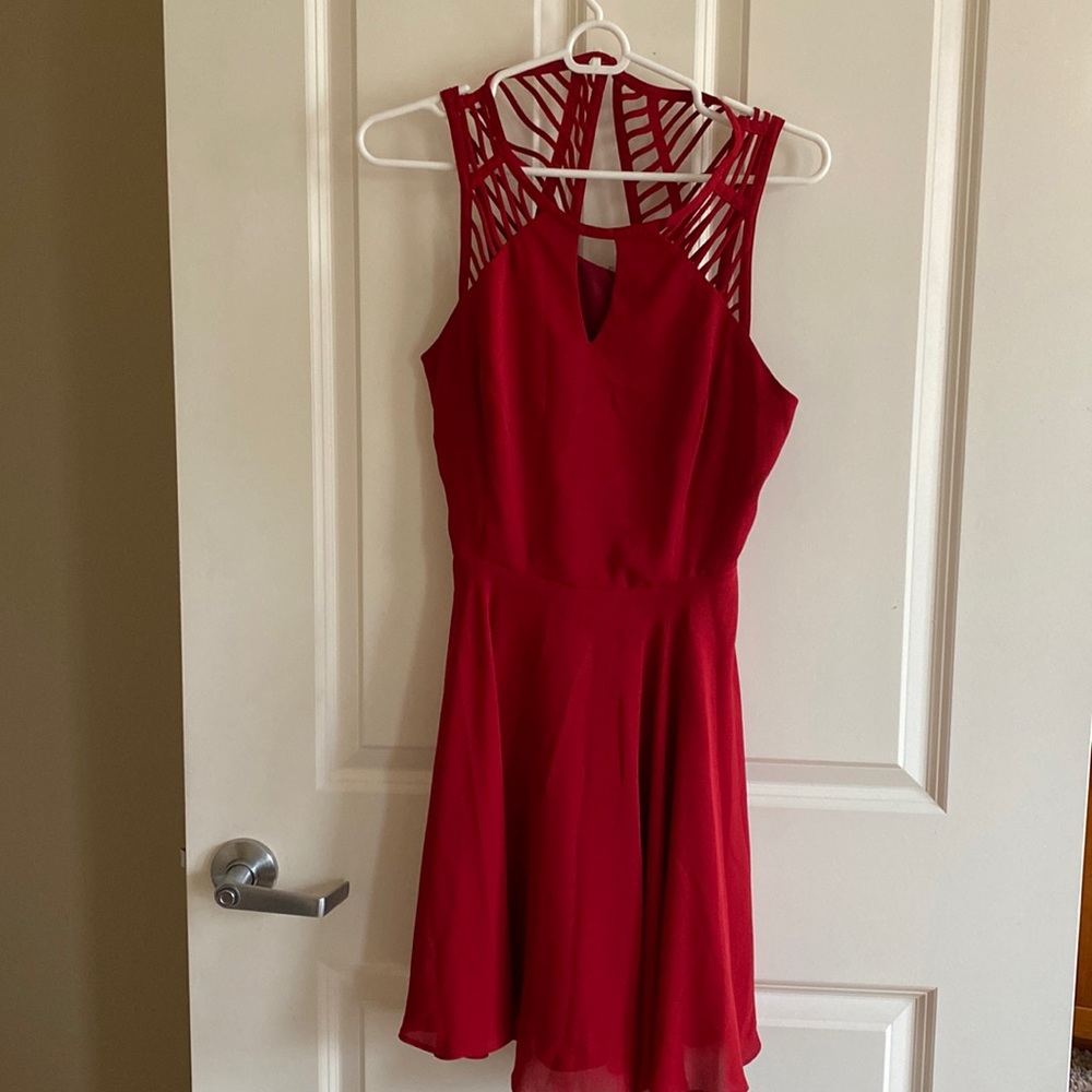 Red mini dress with beautiful back